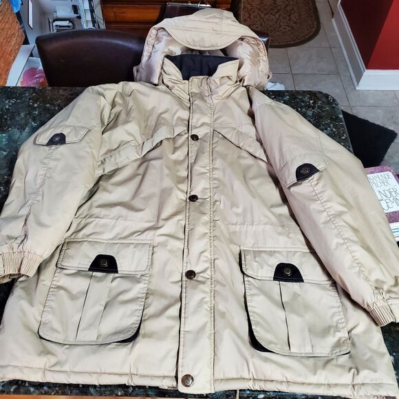 John Blair Men’s Parka Coat 3XL TL Hoodie Chestnut 7 Pockets Full Zip Hook &Loop - Picture 9 of 16